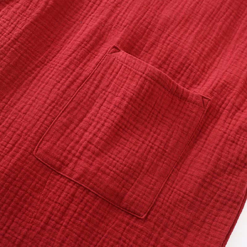 Accappatoio classico in garza di cotone con finiture decorative. - image 8
