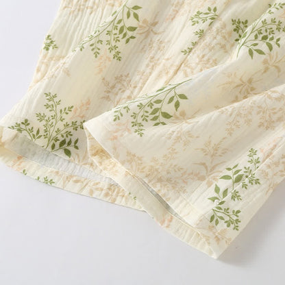Set pigiama in garza di cotone con motivo a foglie botaniche - image 11