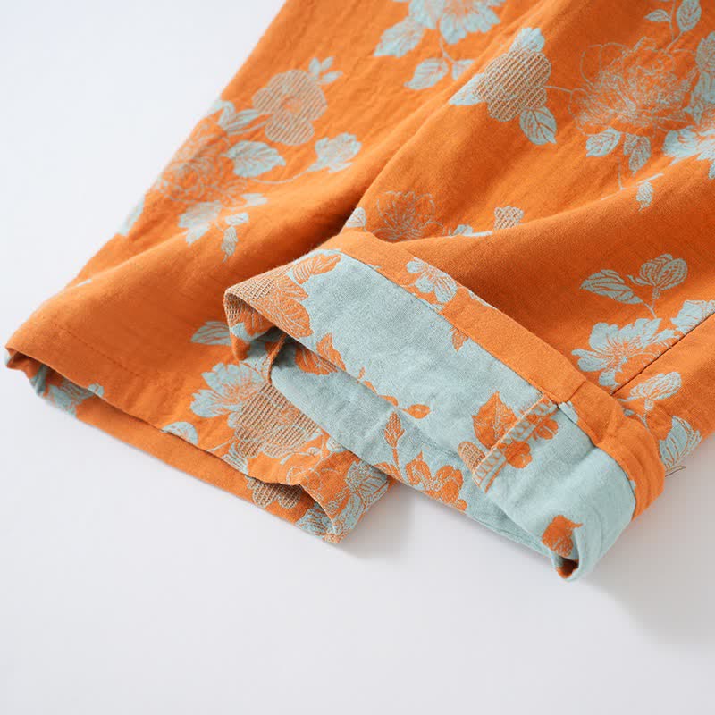 Pigiama in cotone con stampa floreale in stile vintage asiatico - image 9