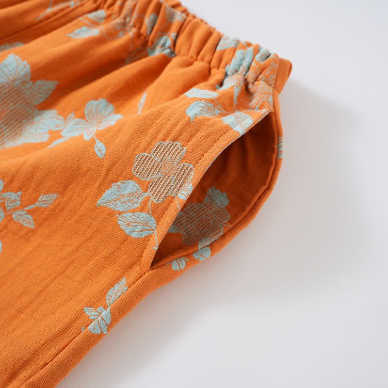 Pigiama in cotone con stampa floreale in stile vintage asiatico - image 7