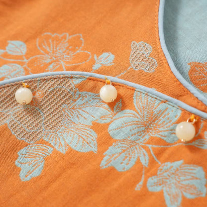 Pigiama in cotone con stampa floreale in stile vintage asiatico - image 2