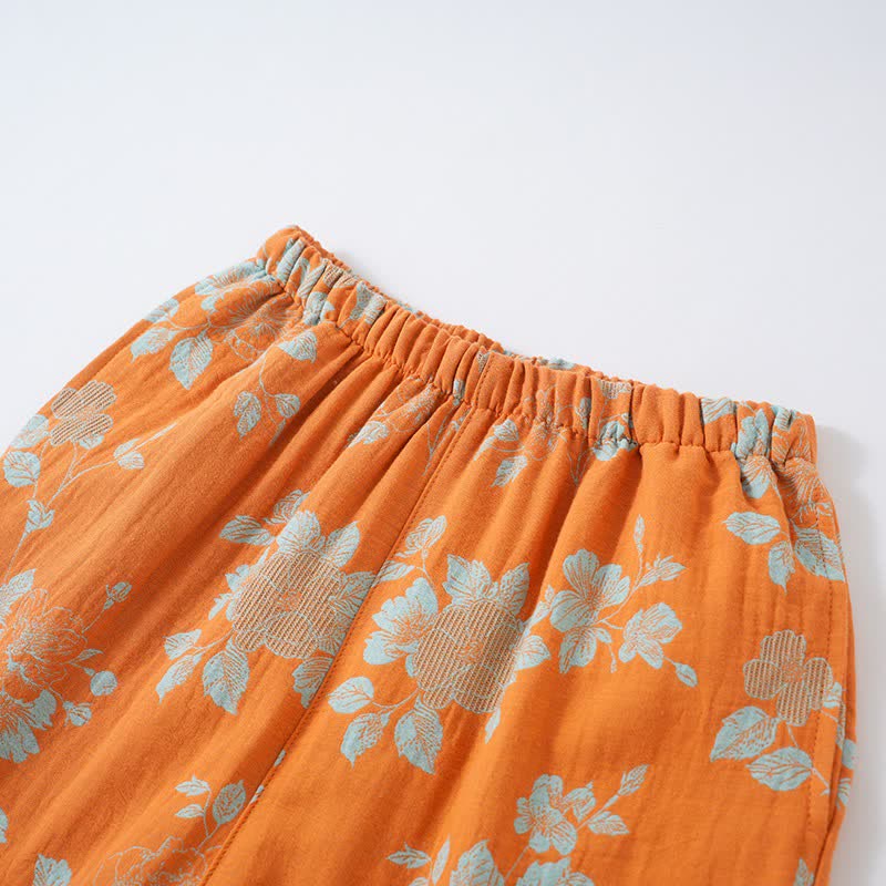 Pigiama in cotone con stampa floreale in stile vintage asiatico - image 6