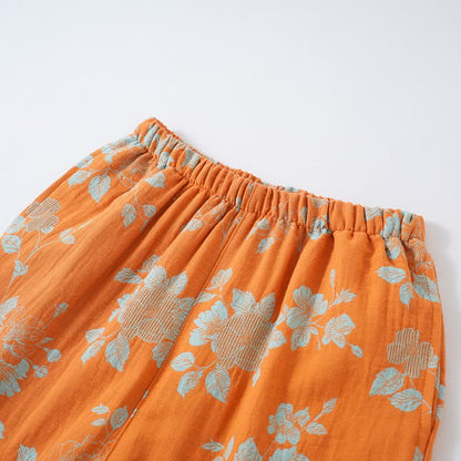 Pigiama in cotone con stampa floreale in stile vintage asiatico - image 6