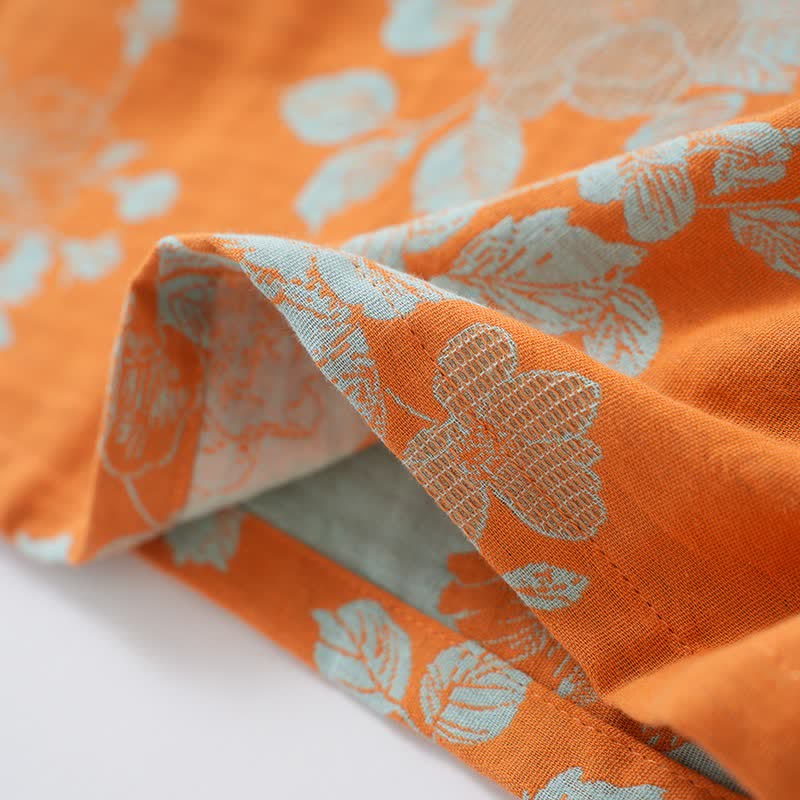 Pigiama in cotone con stampa floreale in stile vintage asiatico - image 4
