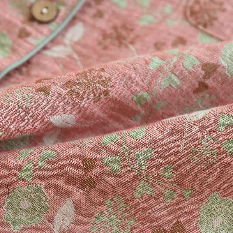 Set pigiama in cotone jacquard con motivo a rose, ispirato allo stile vintage. - image 11