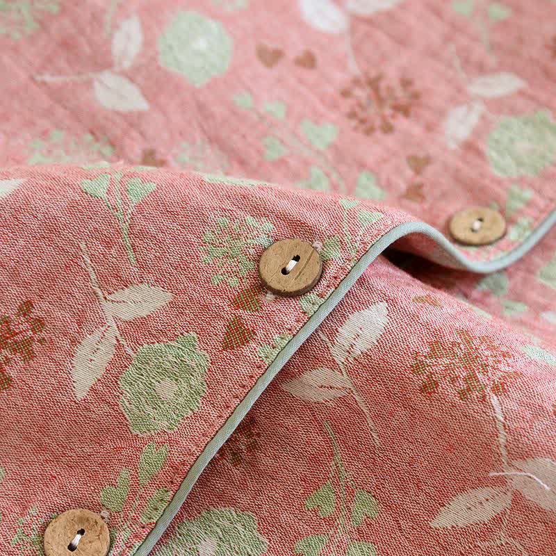 Set pigiama in cotone jacquard con motivo a rose, ispirato allo stile vintage. - image 8