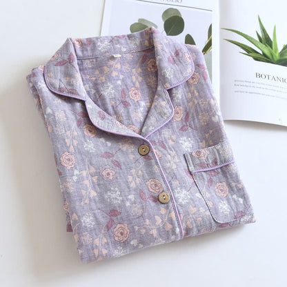 Set pigiama in cotone jacquard con motivo a rose, ispirato allo stile vintage. - image 17