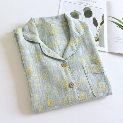 Set pigiama in cotone jacquard con motivo a rose, ispirato allo stile vintage. - image 19