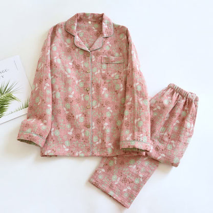 Set pigiama in cotone jacquard con motivo a rose, ispirato allo stile vintage. - Rosa - XL - image 3