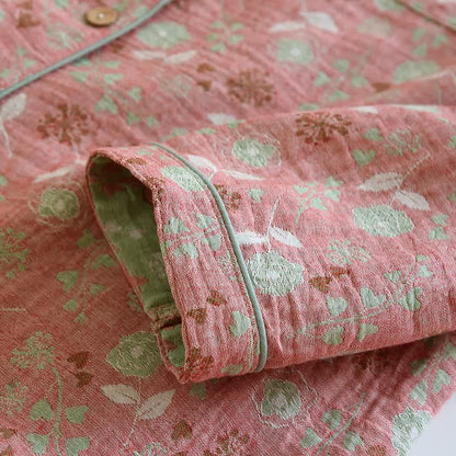 Set pigiama in cotone jacquard con motivo a rose, ispirato allo stile vintage. - image 10