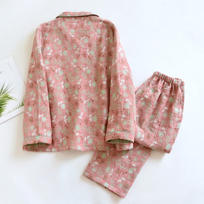 Set pigiama in cotone jacquard con motivo a rose, ispirato allo stile vintage. - image 4