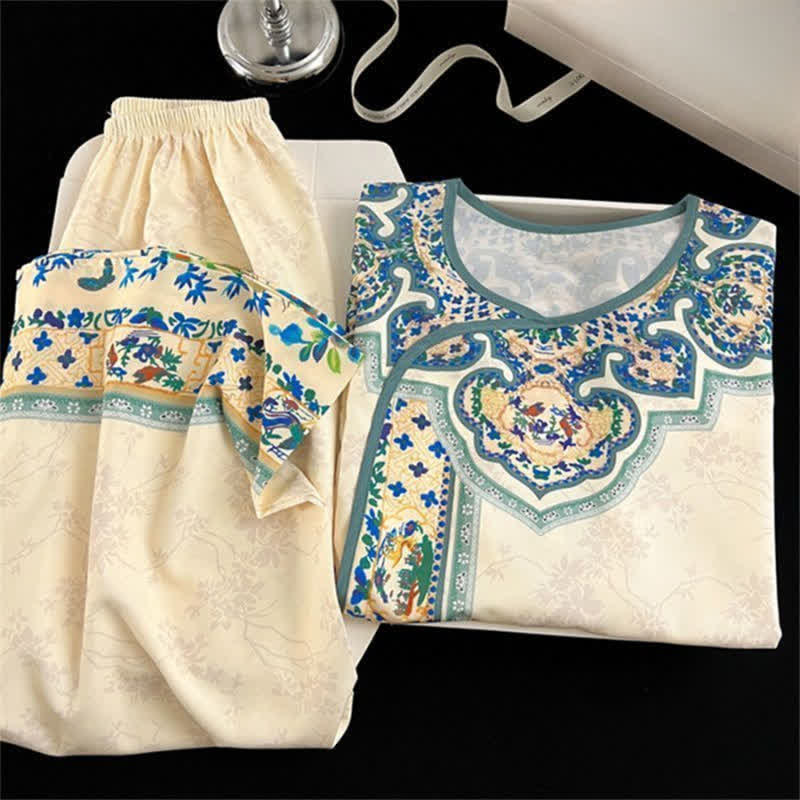 Completo pigiama in stile vintage ispirato all'hanfu. - image 2