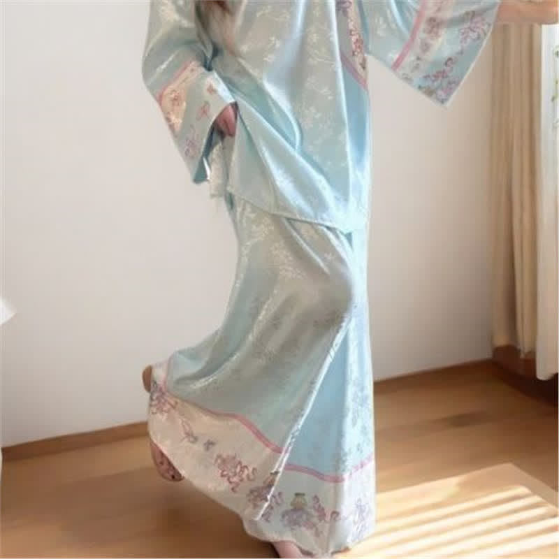 Pigiama floreale azzurro in stile vintage - image 3
