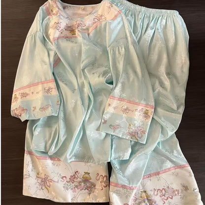 Pigiama floreale azzurro in stile vintage - image 1