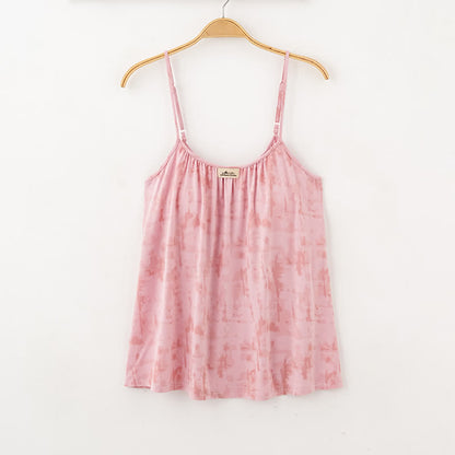Completo da notte composto da canotta e pantaloni in cotone con stampe artistiche ispirate all'acquerello. - image 2