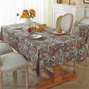 Tovaglia floreale jacquard con rose in stile shabby chic - image 0