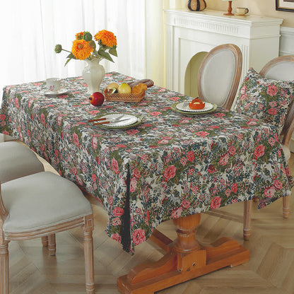 Tovaglia floreale jacquard con rose in stile shabby chic - image 0