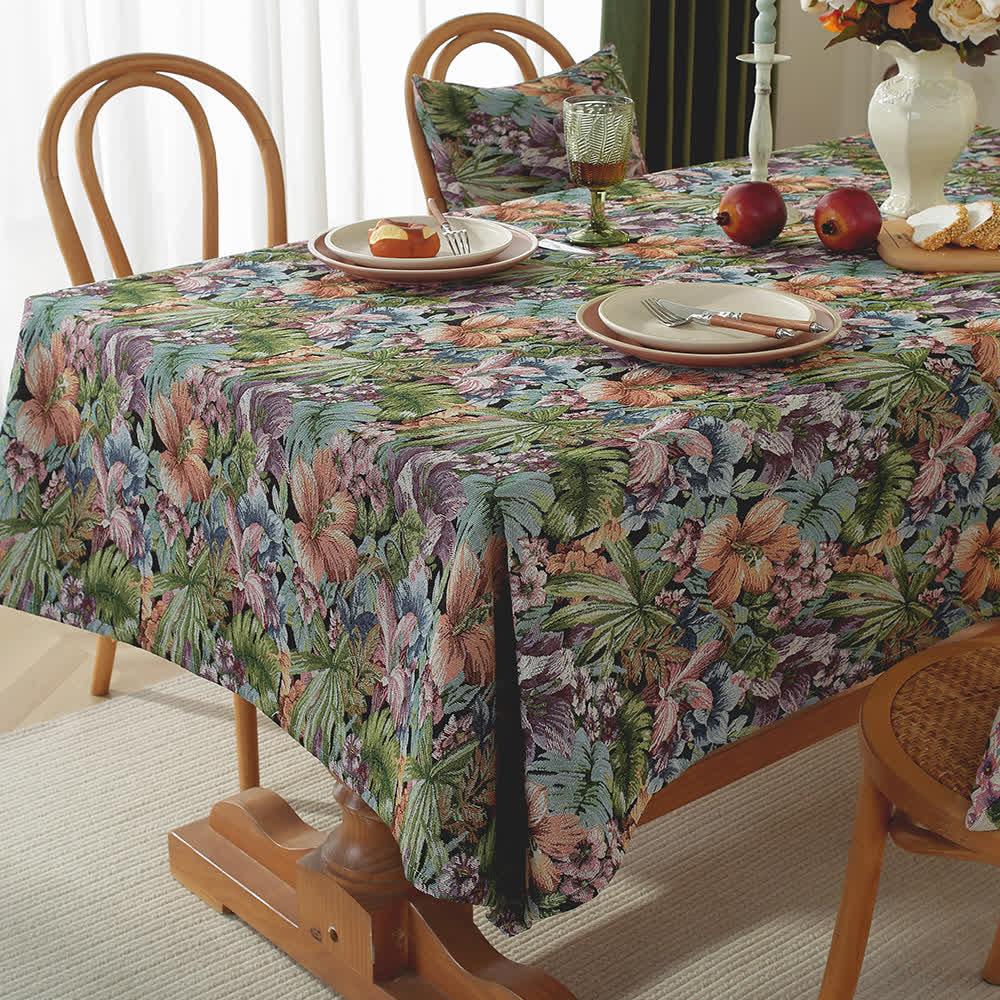 Tovaglia jacquard con motivo floreale pittorico - image 5