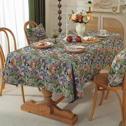 Tovaglia jacquard con motivo floreale pittorico - Verde e ciano - 140cm x 240cm - image 4