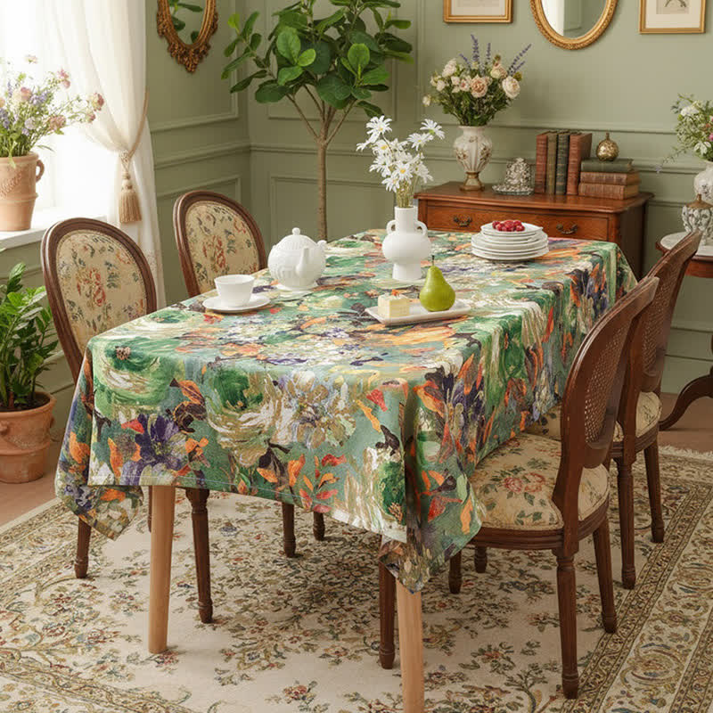 Tovaglia jacquard con pittura ad olio impressionista - Rettangolo - 51" x 102" - image 0
