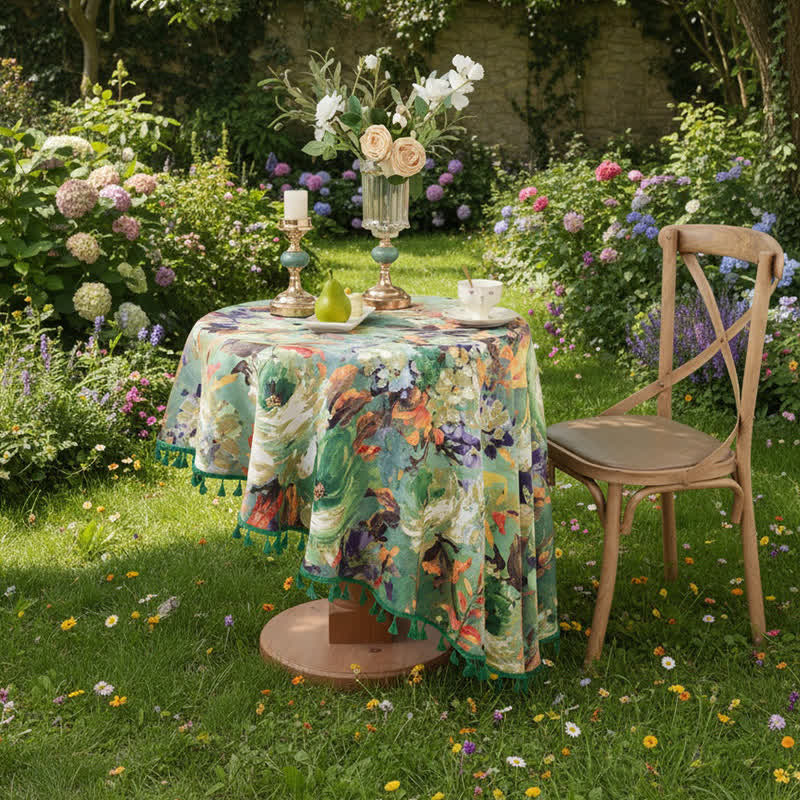 Tovaglia jacquard con pittura ad olio impressionista - Girare - 160cm x 160cm - image 10