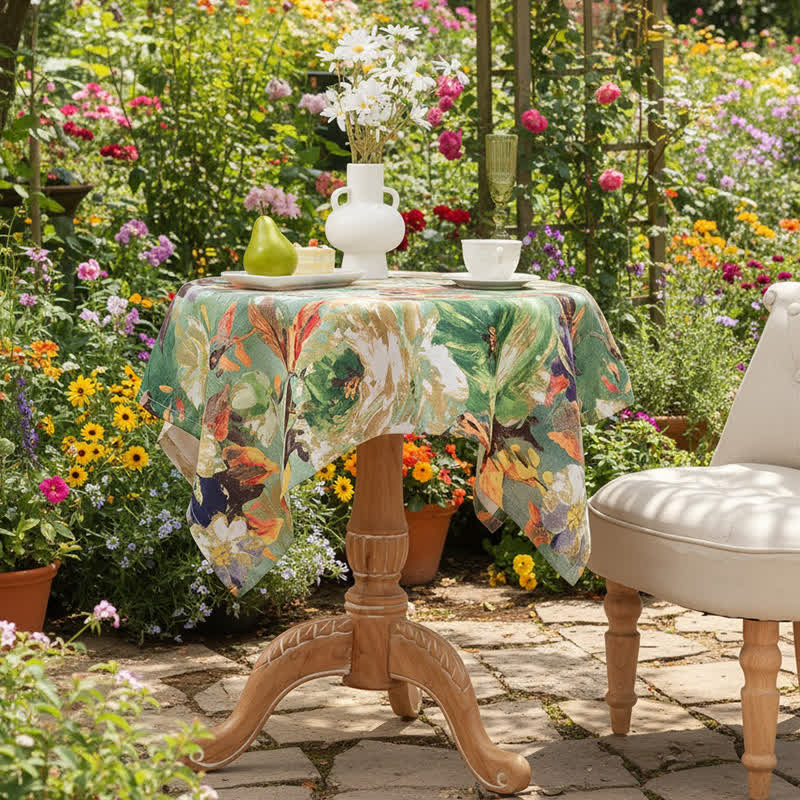 Tovaglia jacquard con pittura ad olio impressionista - image 4