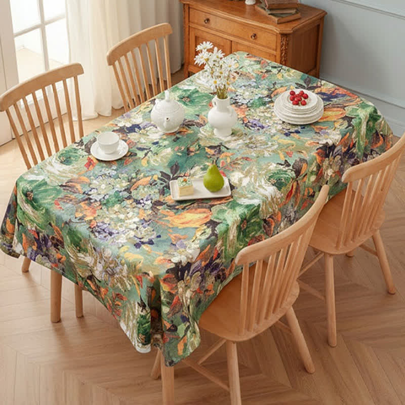Tovaglia jacquard con pittura ad olio impressionista - image 1