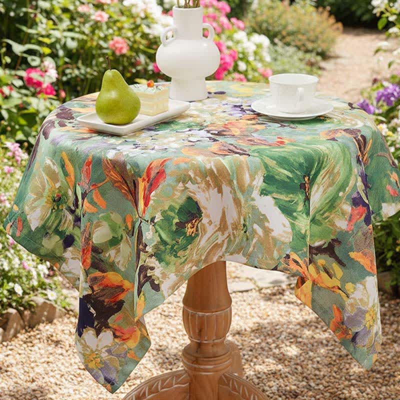 Tovaglia jacquard con pittura ad olio impressionista - image 5