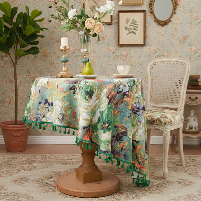 Tovaglia jacquard con pittura ad olio impressionista - image 11