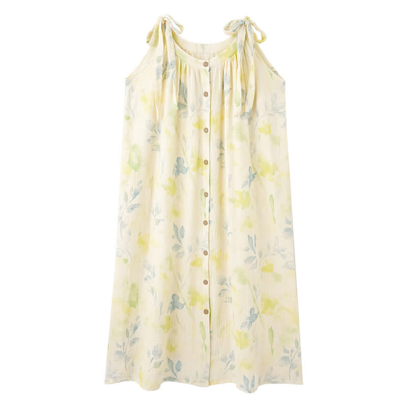 Camicia da notte a sottoveste in stile country con stampa floreale e a foglie - image 8
