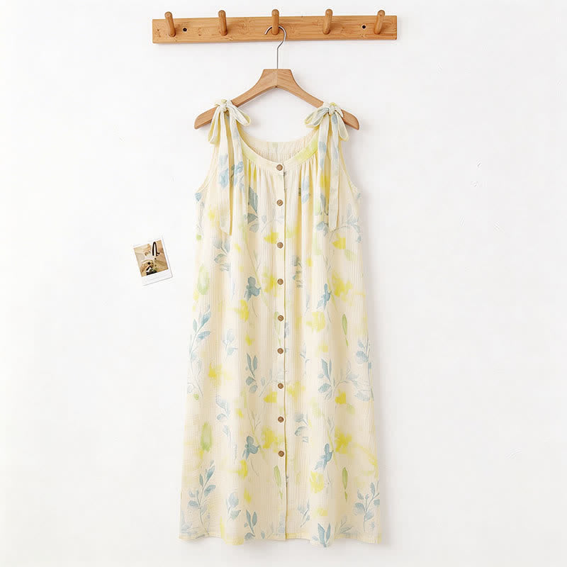 Camicia da notte a sottoveste in stile country con stampa floreale e a foglie - image 1