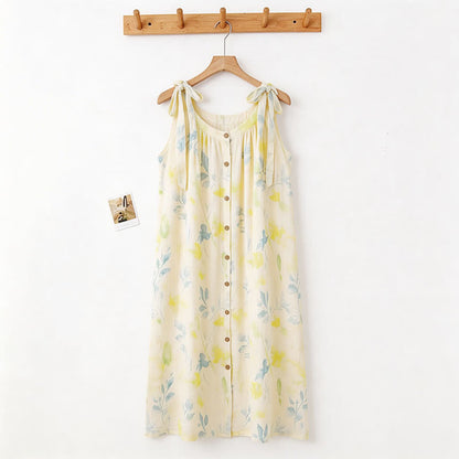 Camicia da notte a sottoveste in stile country con stampa floreale e a foglie - image 1