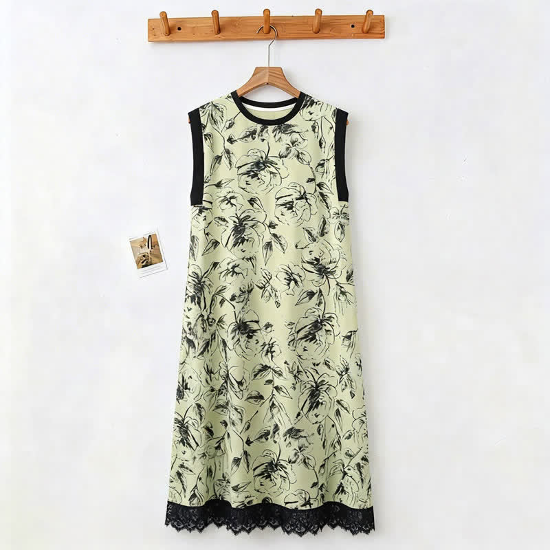 Camicia da notte senza maniche in pizzo di cotone con stampa floreale. - image 1