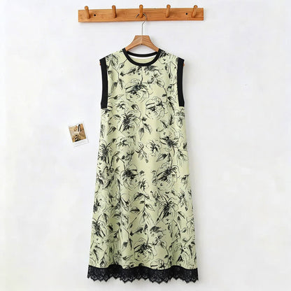 Camicia da notte senza maniche in pizzo di cotone con stampa floreale. - image 1
