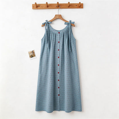 Camicia da notte a canotta blu a pois - image 1