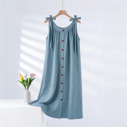 Camicia da notte a canotta blu a pois - Blu - 2XL - image 0