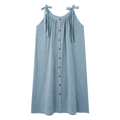 Camicia da notte a canotta blu a pois - image 10