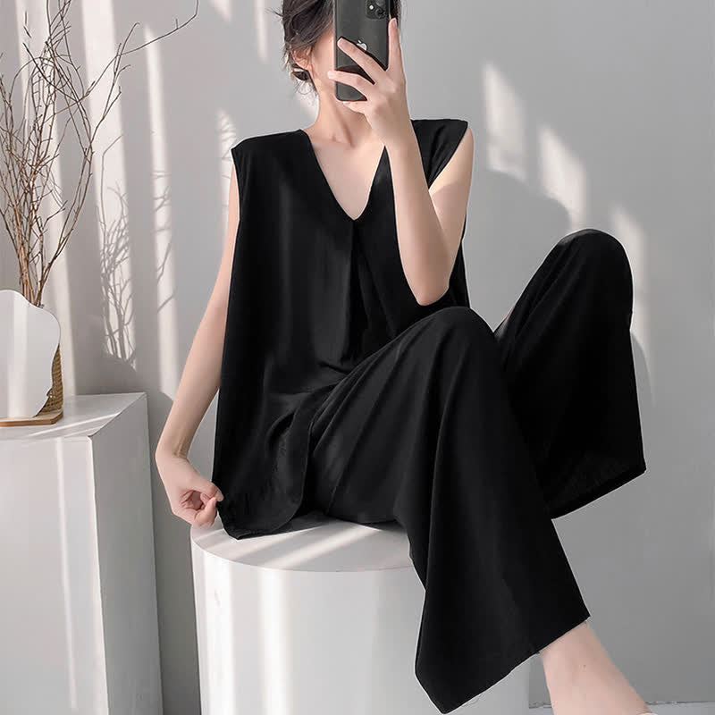 Completo pigiama composto da canotta e pantaloni in tinta unita - image 16