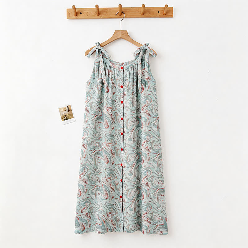 Camicia da notte blu con onde artistiche - image 1