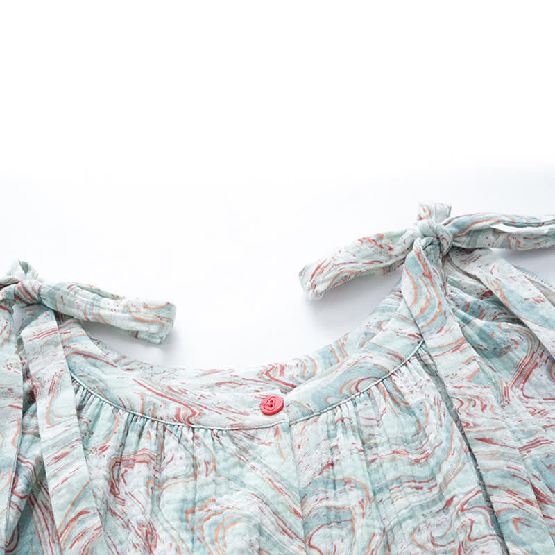 Camicia da notte blu con onde artistiche - image 7
