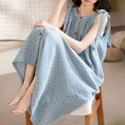 Camicia da notte a canotta blu a pois - image 7