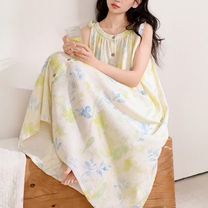 Camicia da notte a sottoveste in stile country con stampa floreale e a foglie - image 4