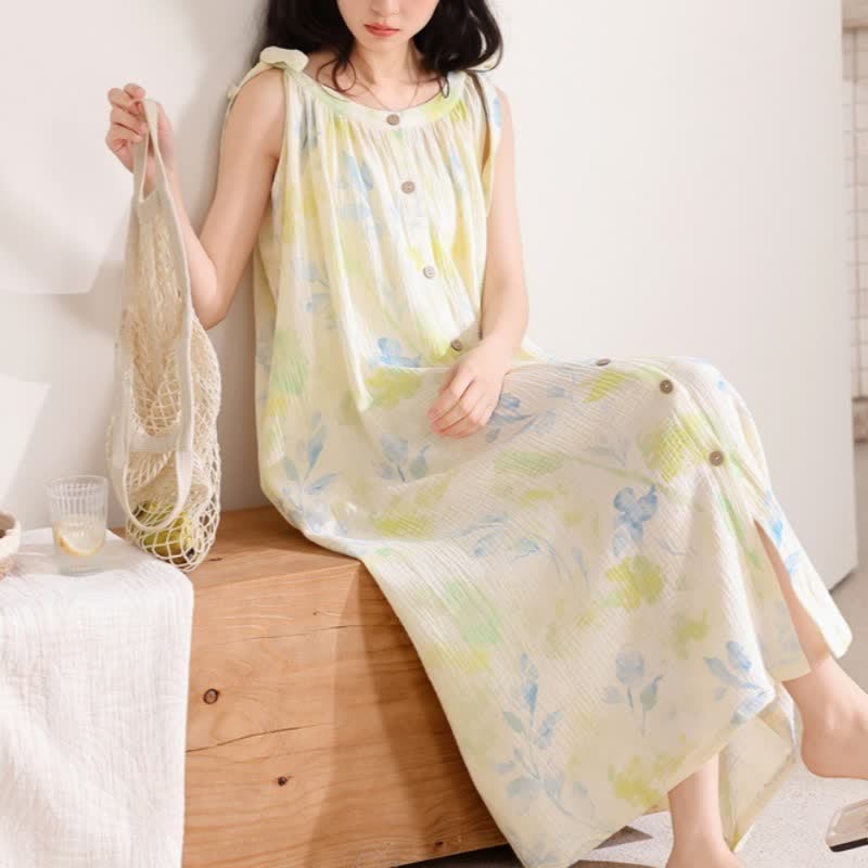 Camicia da notte a sottoveste in stile country con stampa floreale e a foglie - image 6