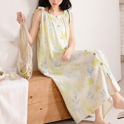 Camicia da notte a sottoveste in stile country con stampa floreale e a foglie - image 2