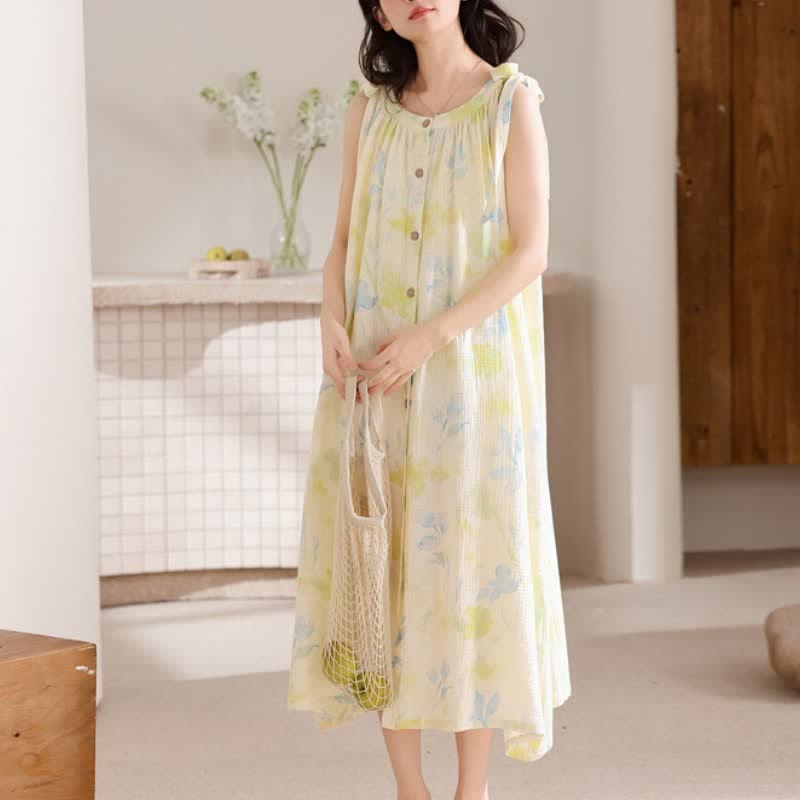 Camicia da notte a sottoveste in stile country con stampa floreale e a foglie - image 3