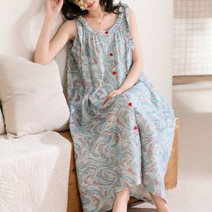 Camicia da notte blu con onde artistiche - image 6