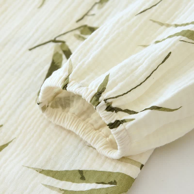 Set pigiama in cotone con stampa botanica di bambù - image 6