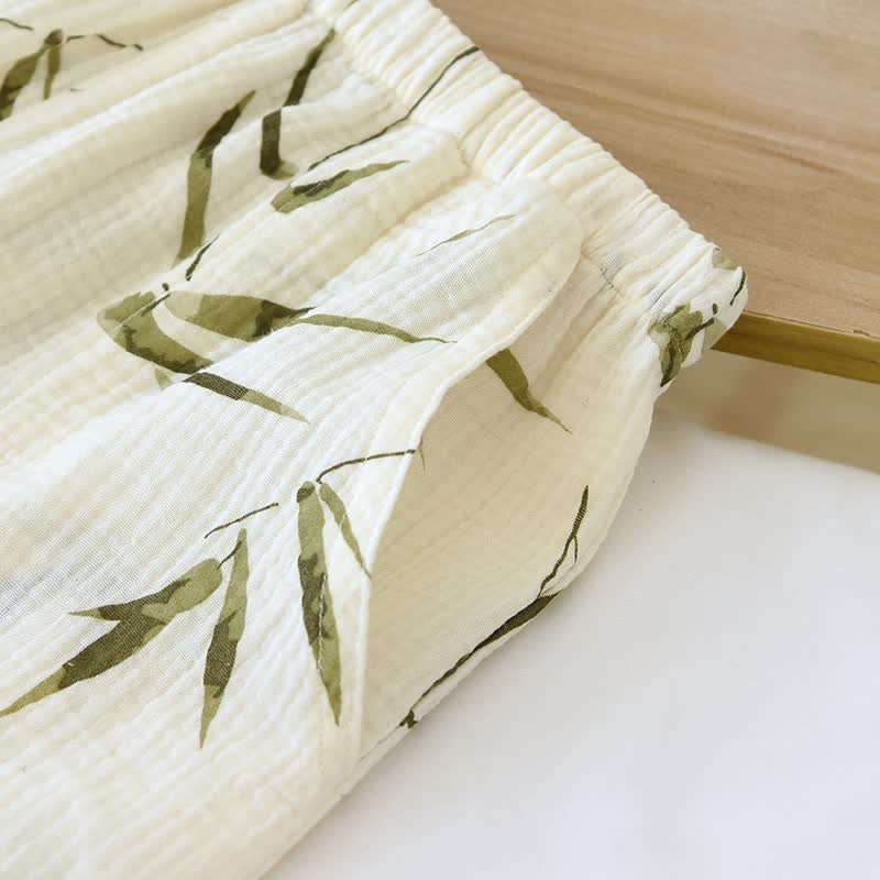 Set pigiama in cotone con stampa botanica di bambù - image 9