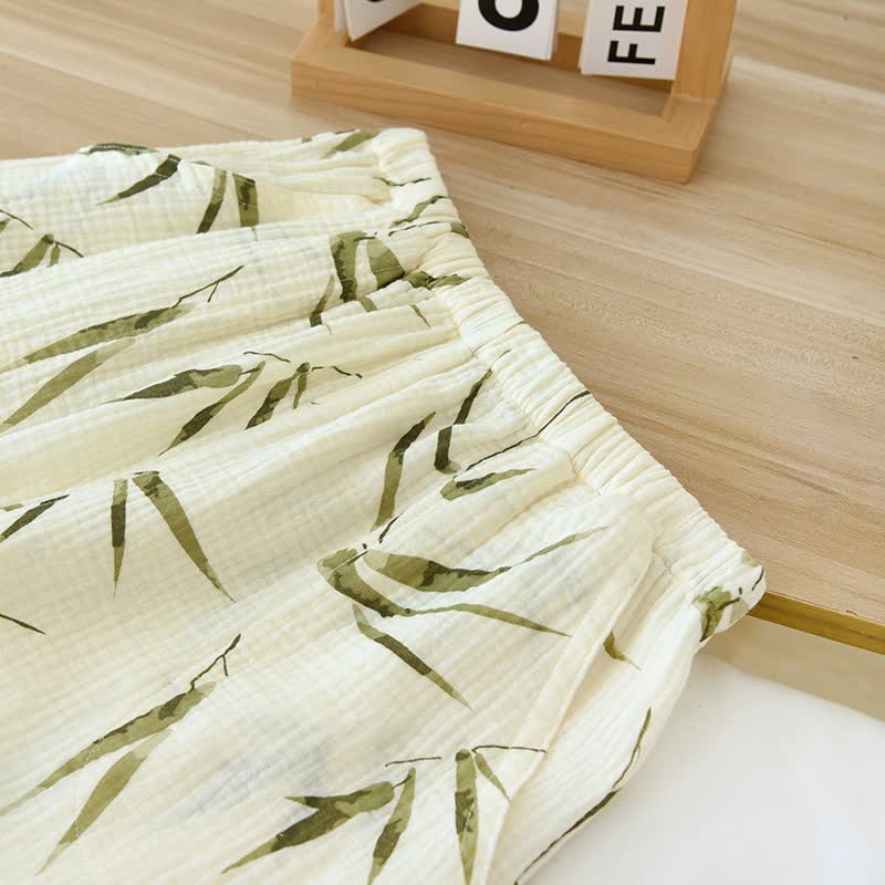 Set pigiama in cotone con stampa botanica di bambù - image 8