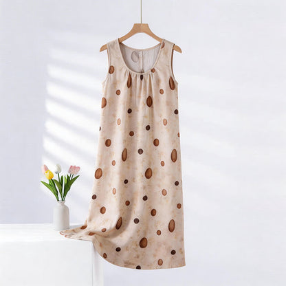 Camicia da notte senza maniche con stampa artistica a cerchio - farina d'avena - 2XL - image 0